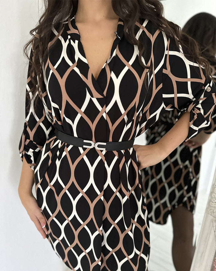 Retro rhombus print dress