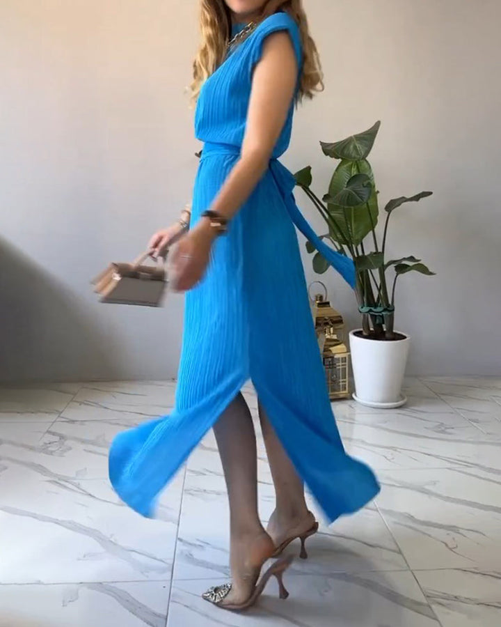 Sleeveless Textured Long Dress