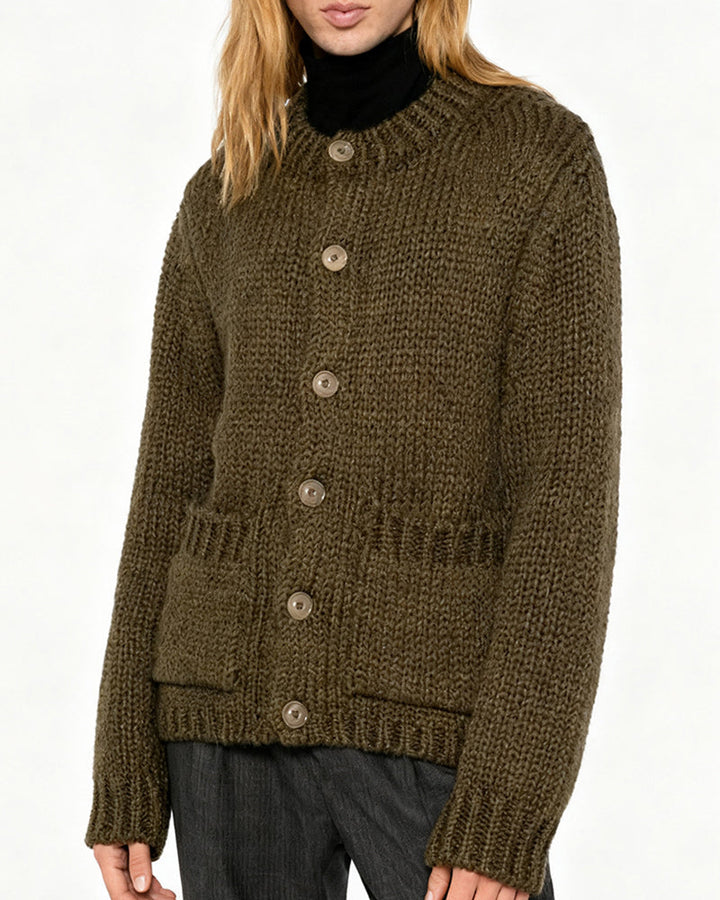 Long-Sleeved Solid Color Cardigan