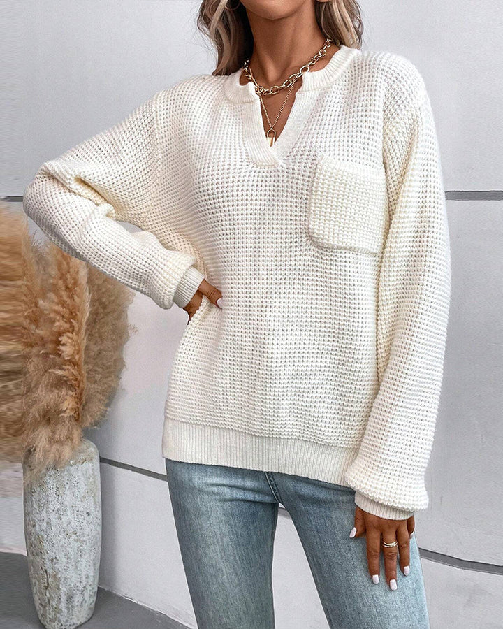 Casual pocket Pullover with Long Sleeve