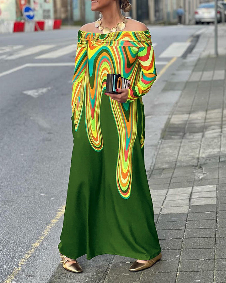 Long sleeve off shoulder elegant maxi dress