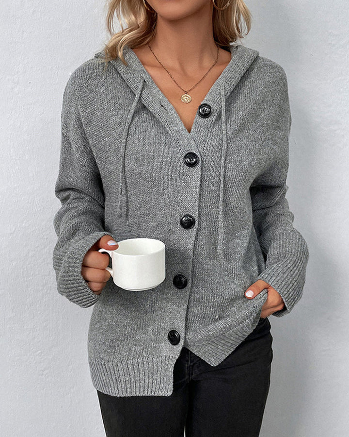 Lace-up hooded cardigan