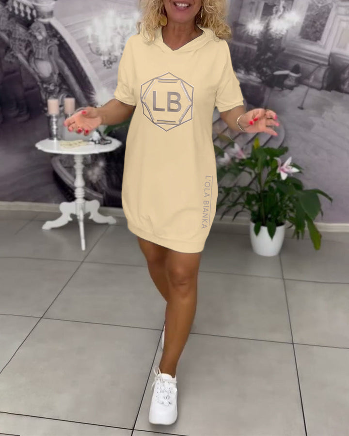 Hooded Lettering Printed Sports Dress