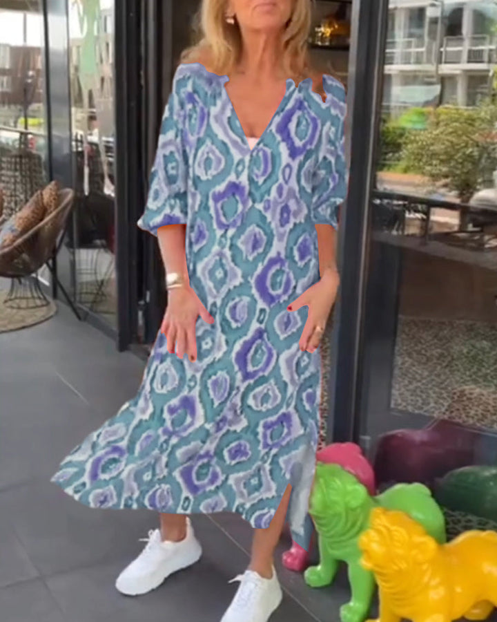 Fashion print half sleeve dress