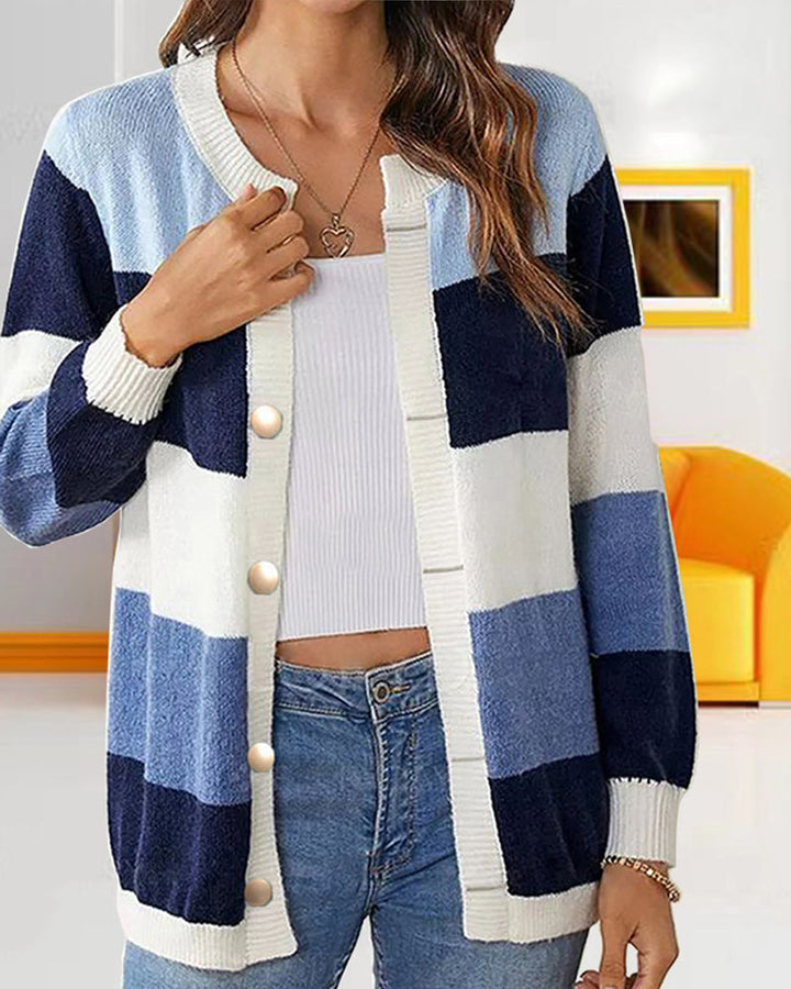 Colorblock cardigan for kvinner