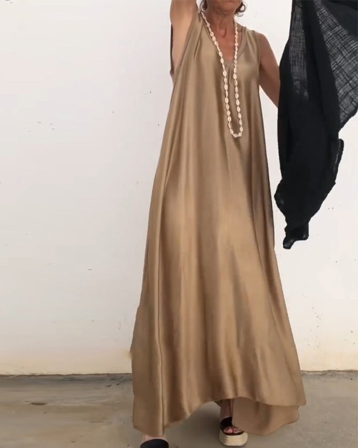 Sleeveless Round Neck Long Dress