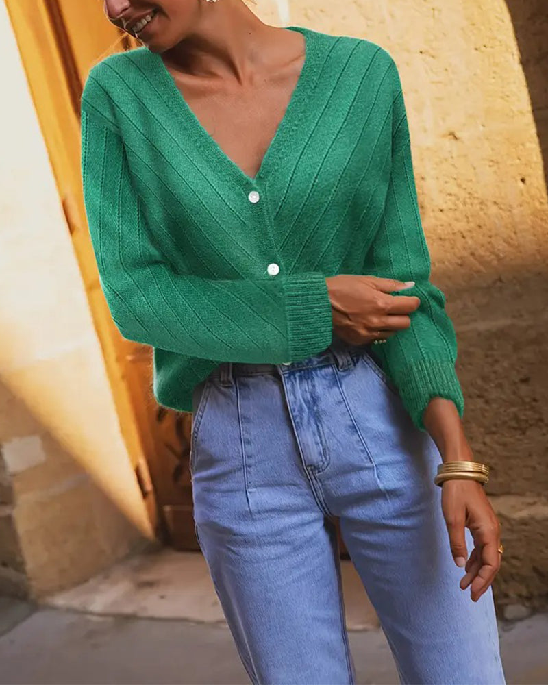 Vintage V-Neck Button-Down Cardigan