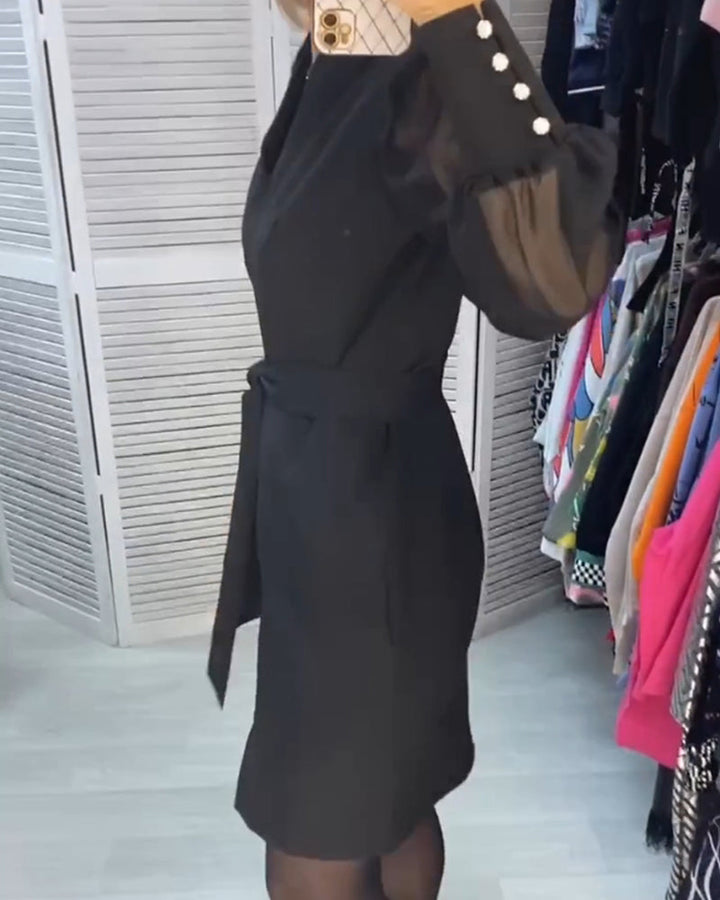 Casual See-through dress with V neck