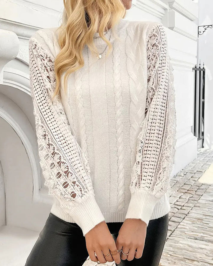 Openwork Cable Knit Statement Pullover