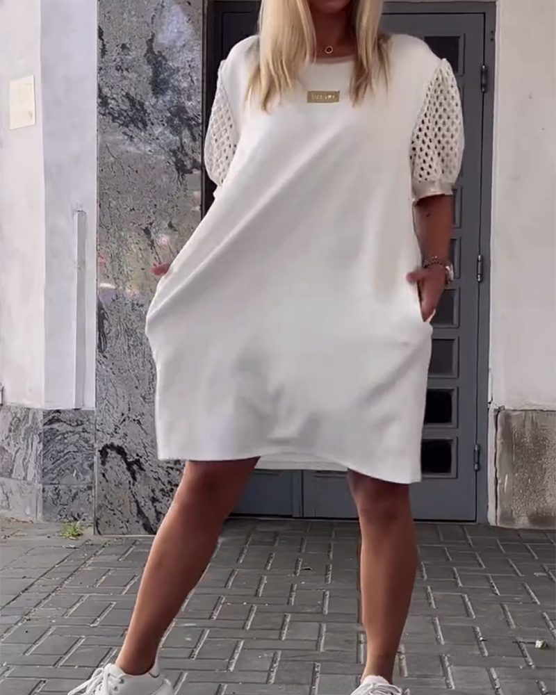 Round Neck Hollow Straight Dress