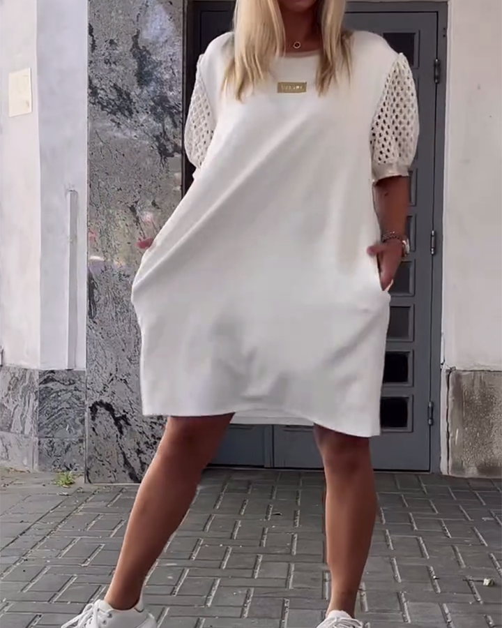 Round Neck Hollow Straight Dress