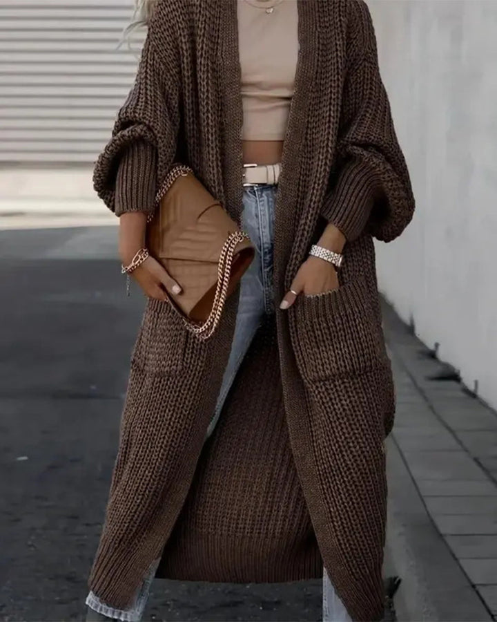 Fashionable Solid Drop Shoulder Cardigan
