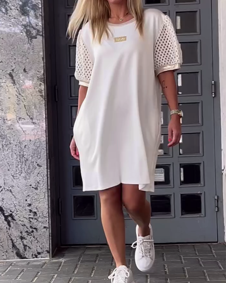 Round Neck Hollow Straight Dress