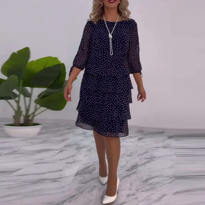 Polka dot print layered elegant dress