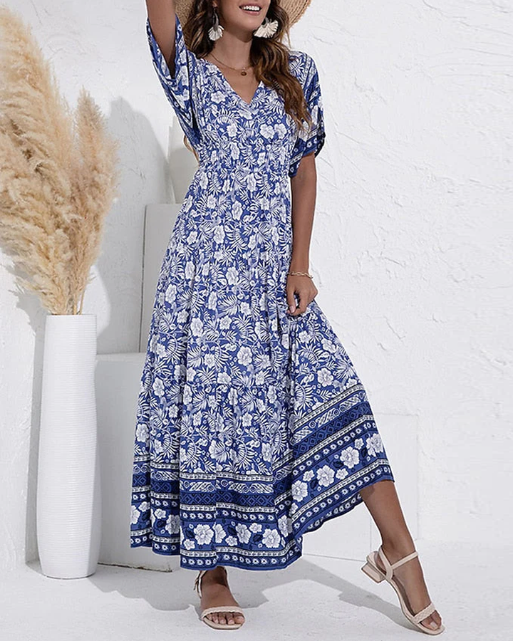V-Neck Floral Dress