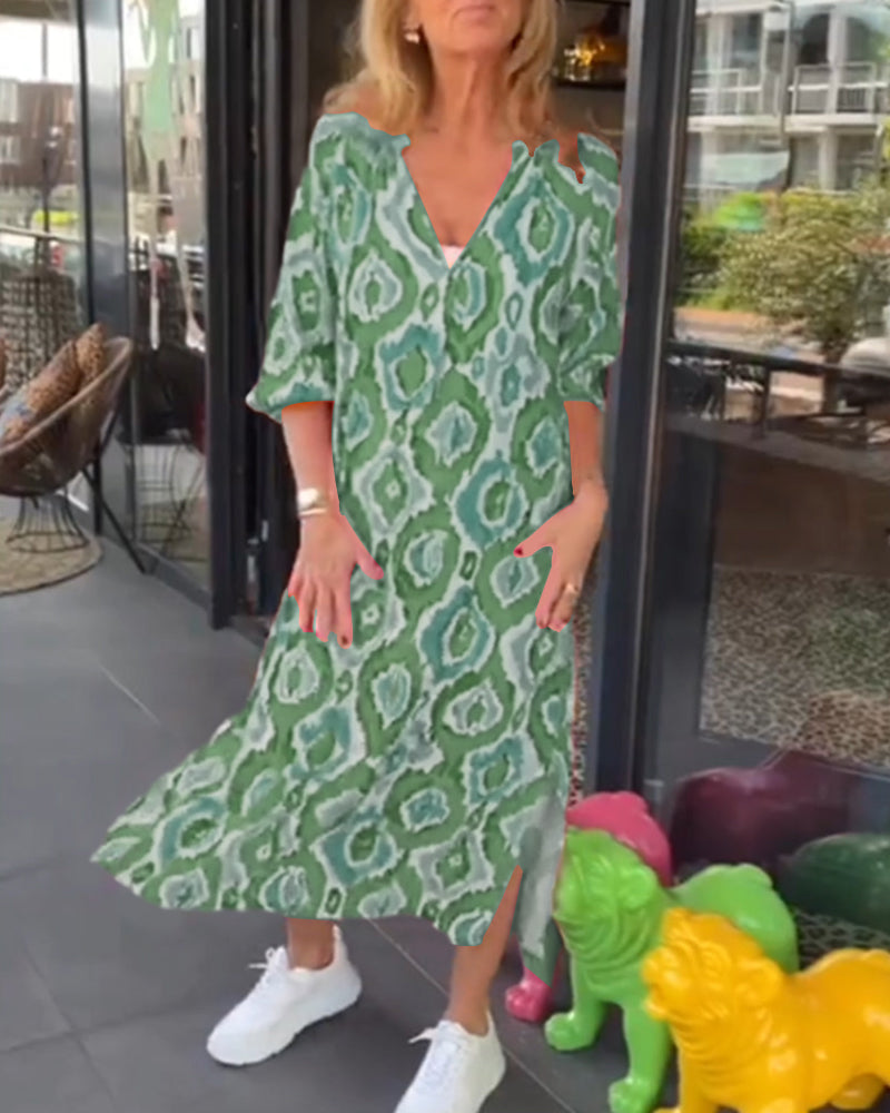 Fashion print half sleeve dress
