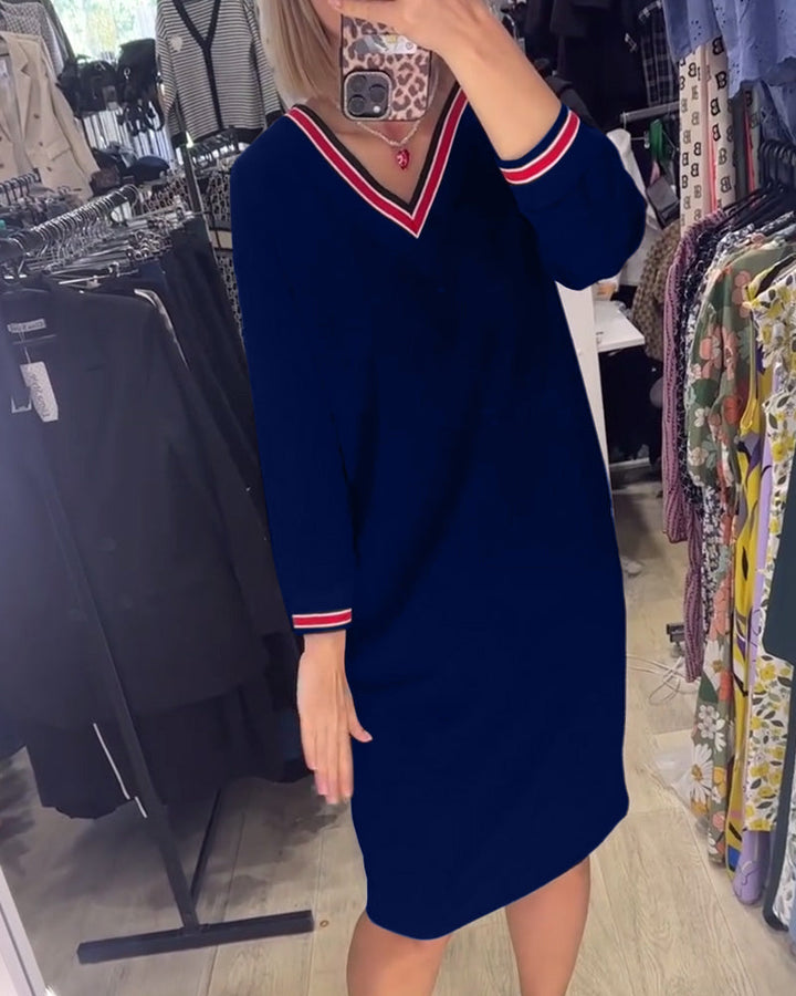 V-neck elegant dress with pockets