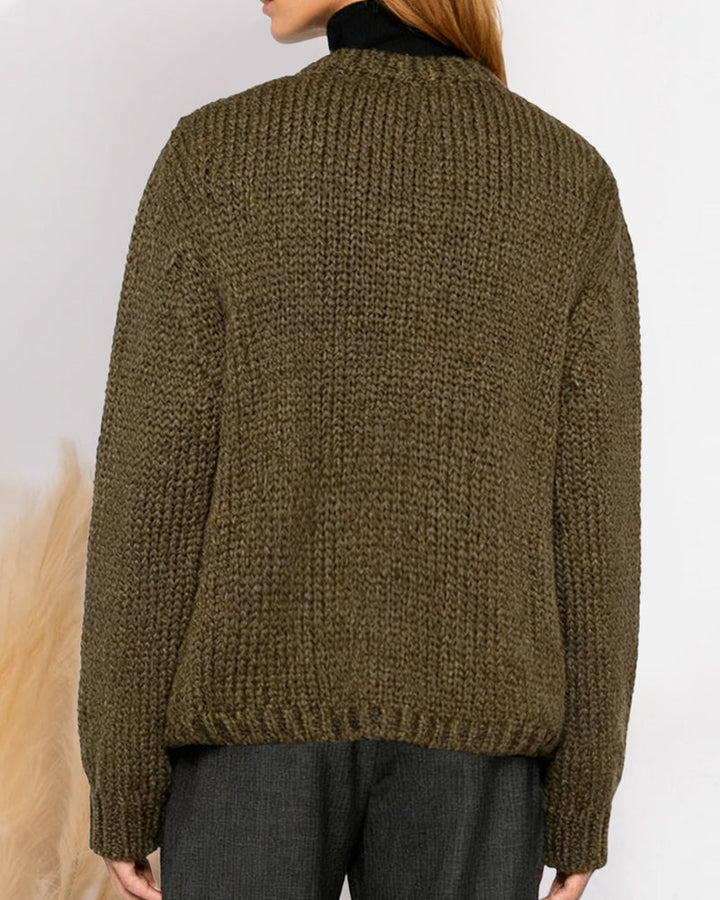 Long-Sleeved Solid Color Cardigan
