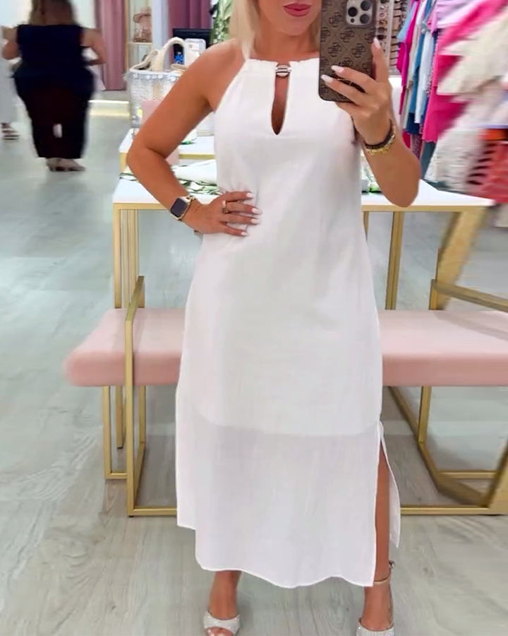 Sleeveless Elegant Solid Color Dress