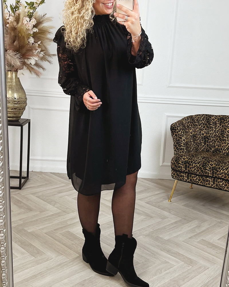 Elegant Hollow Shift dress with Lace