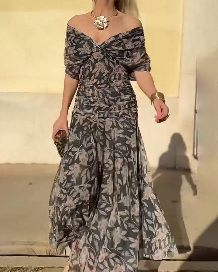 V-Neck Off-Shoulder Fashionable Dress