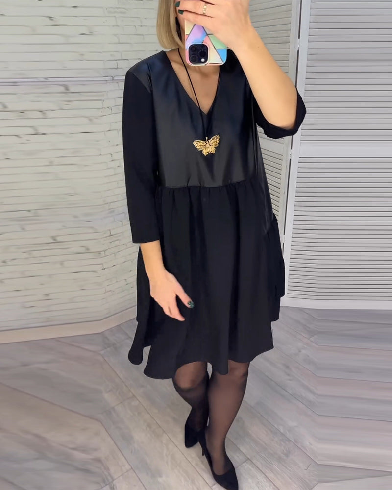 Patchwork V-neck Dress