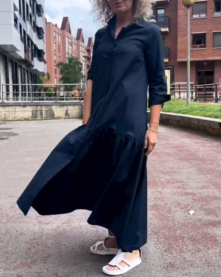 Solid color casual long sleeve dress