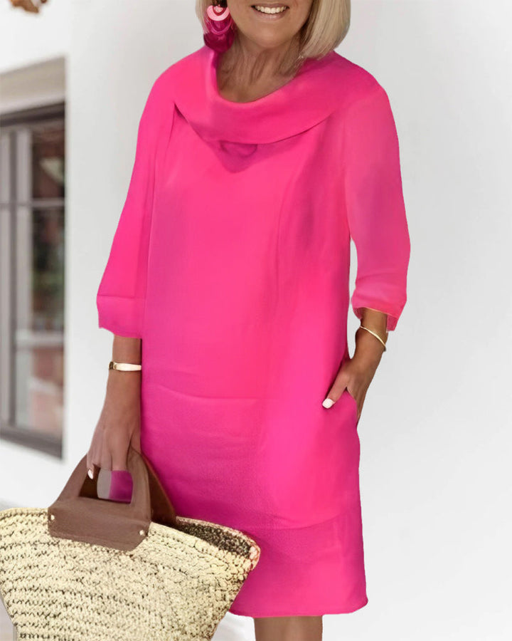 Round neck solid color dress