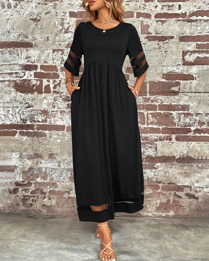 Elegant  Dress Mid-Sleeve Casual Crew Neck