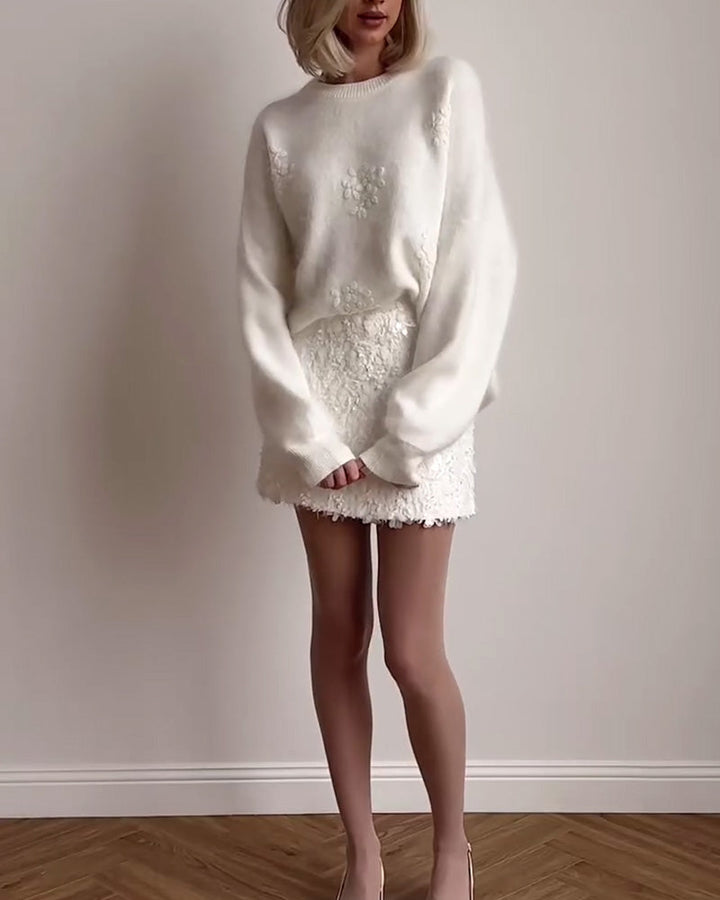 Casual Round Neck Long Sleeve Solid Color Sweater