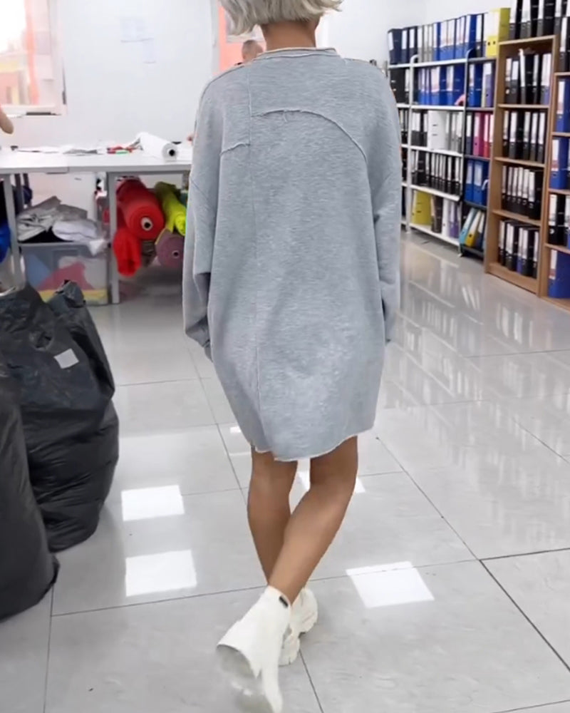 Round Neck Casual Shift Dress