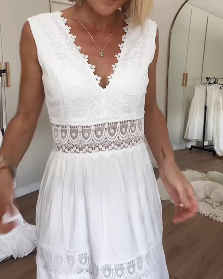 Lace V-neck tank dress
