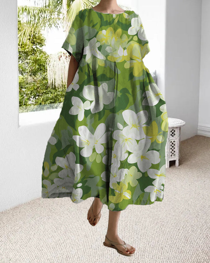 Loose short sleeve printed dress