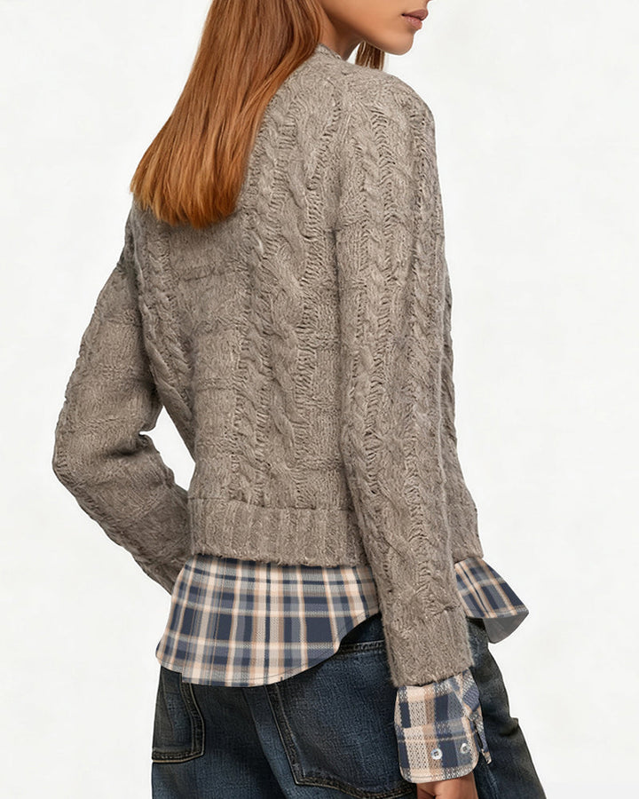 Cable-Stitched Long-Sleeved Cardigan