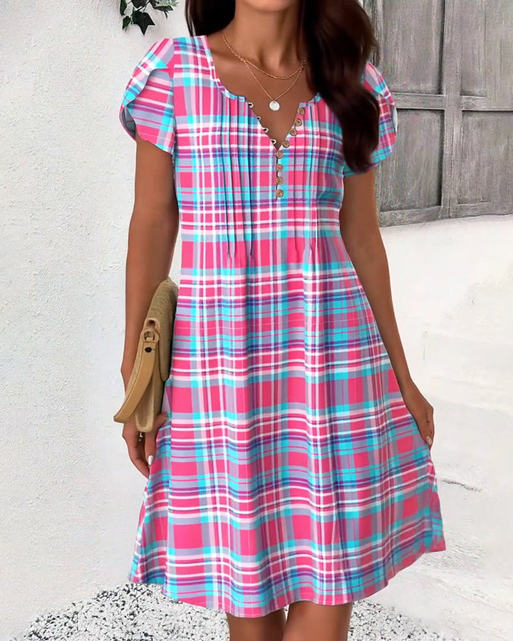 Puff Sleeve Plaid Dress