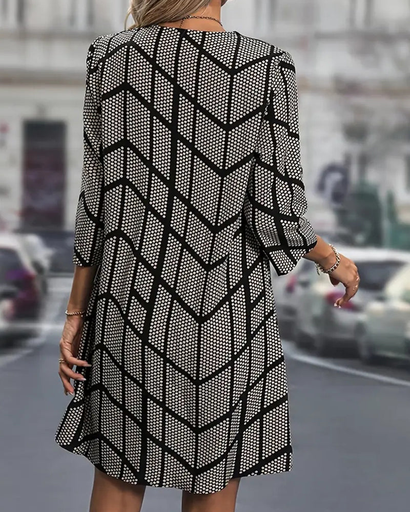 Fashionable V-Neck Polka Dot Print Dress