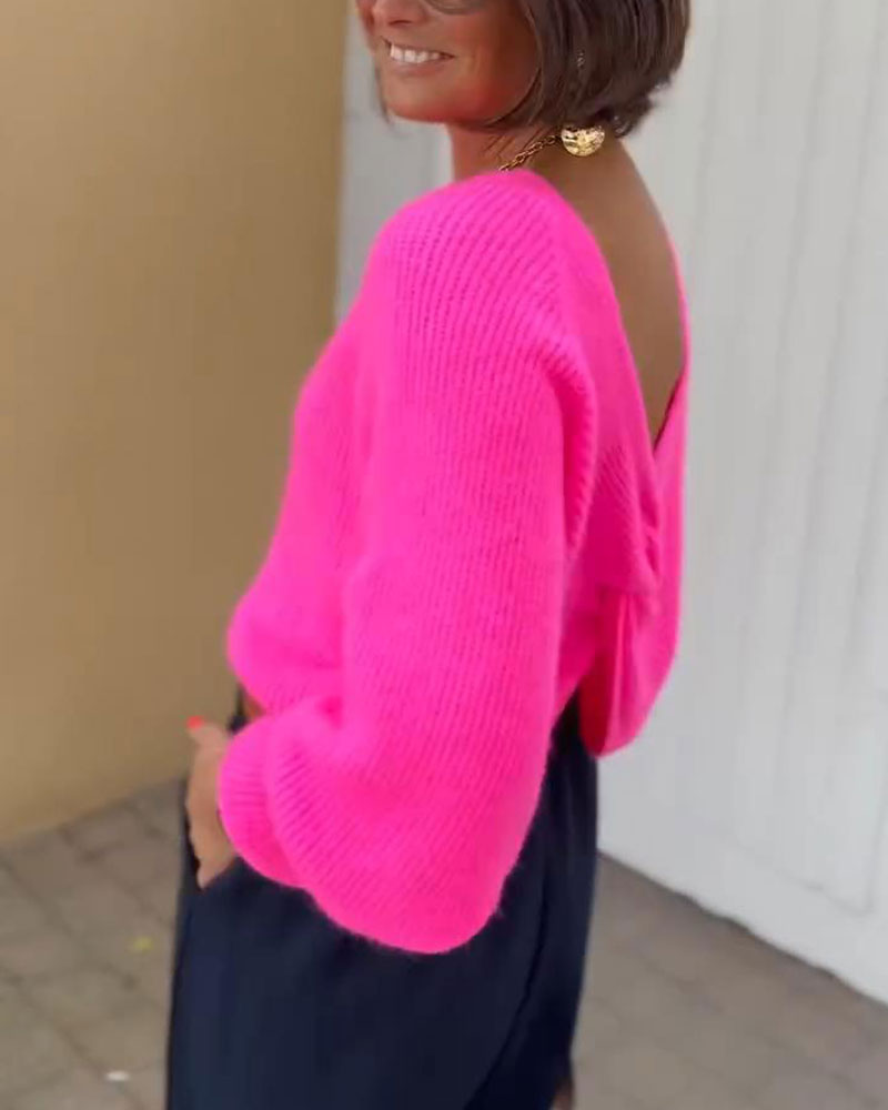 Fashion Solid Color Crew Neck Pullover