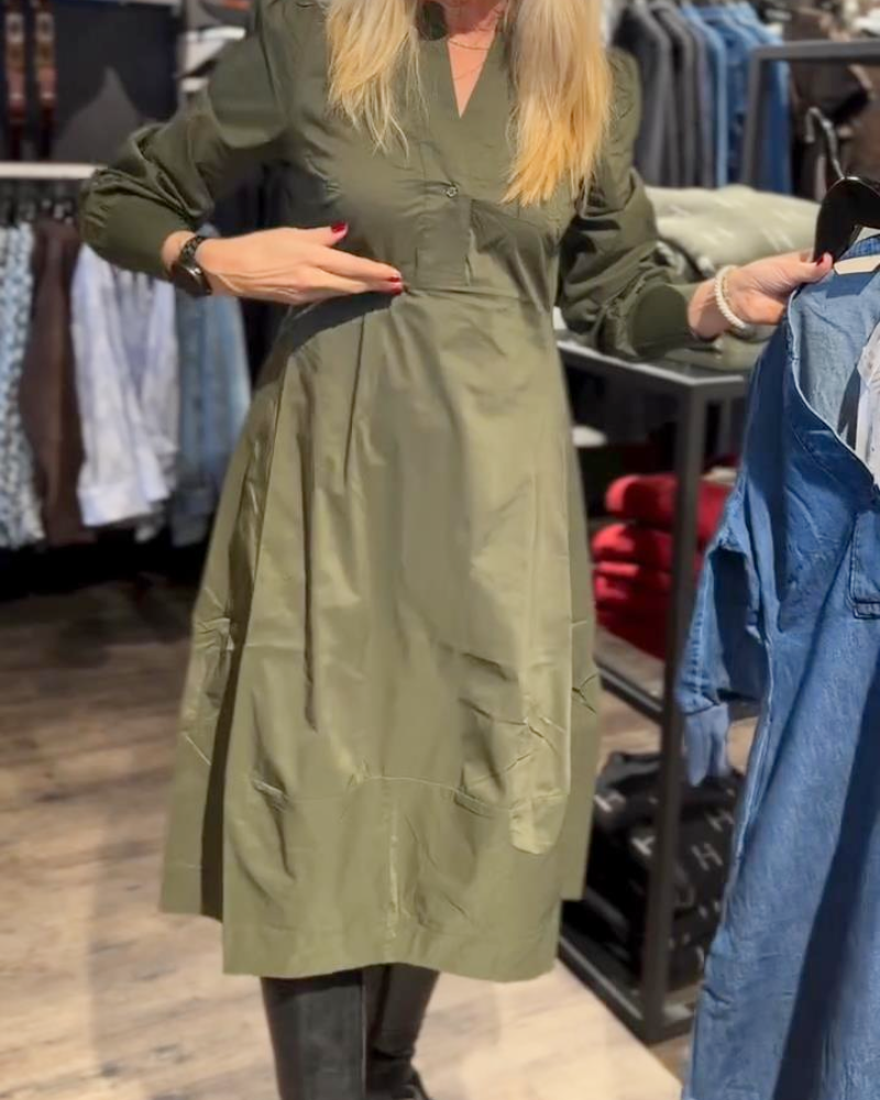 Casual Long Sleeve Button Dress
