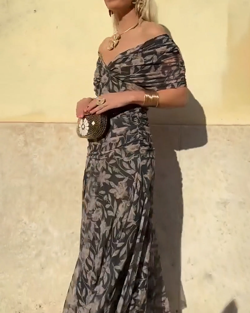 V-Neck Off-Shoulder Fashionable Dress
