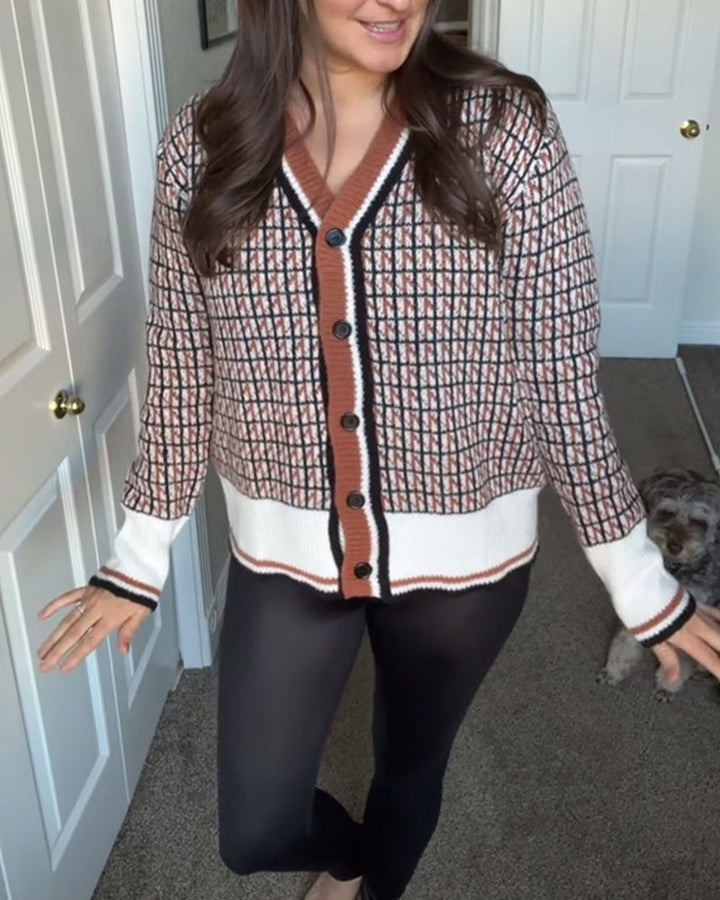 Casual Plaid Long Sleeve Cardigan