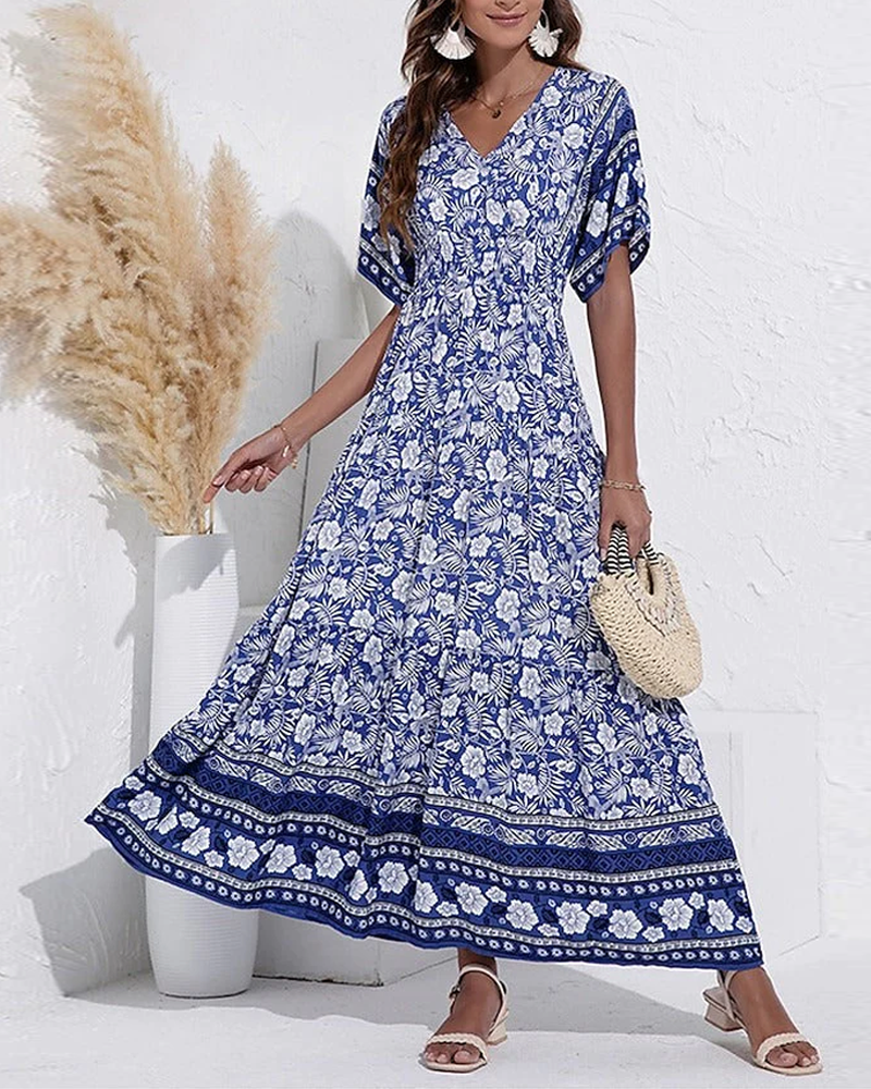 V-Neck Floral Dress