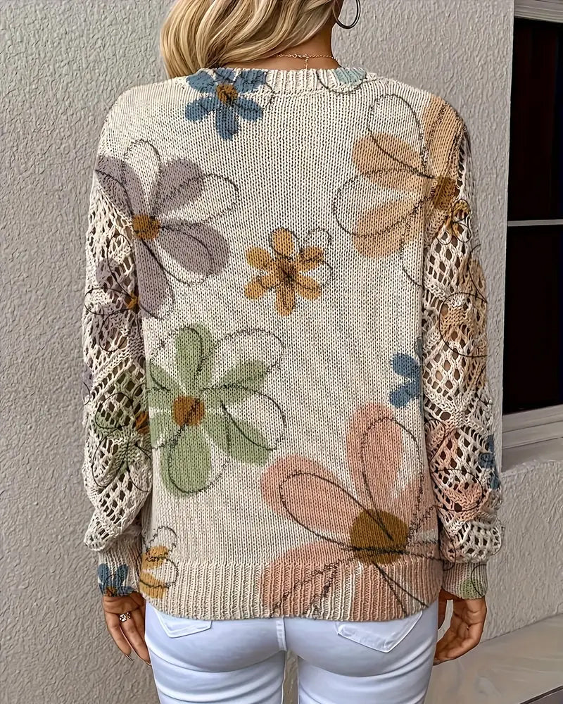 V-Neck Openwork Knit Jumper