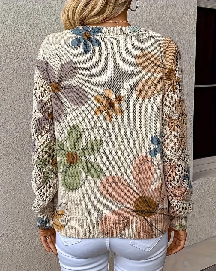 V-Neck Openwork Knit Jumper