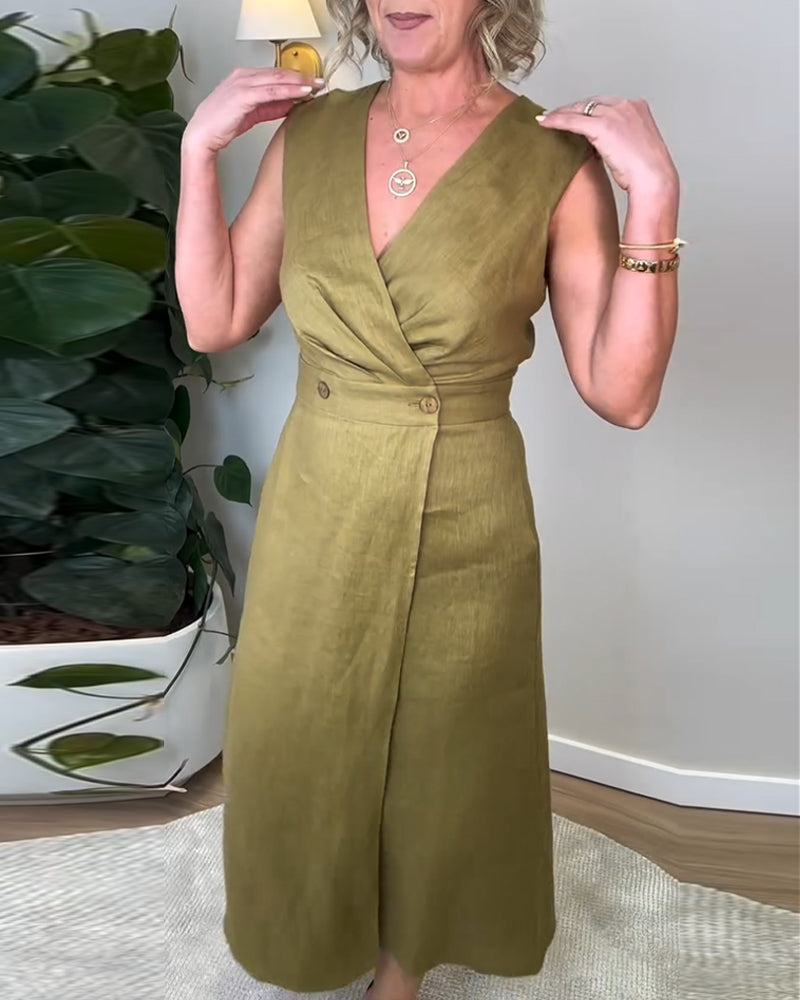 Casual Sleeveless V-Neck Dress
