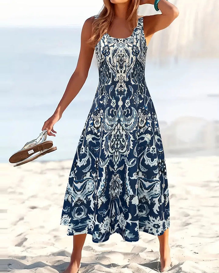 Holiday Sleeveless Fashion Print Dress