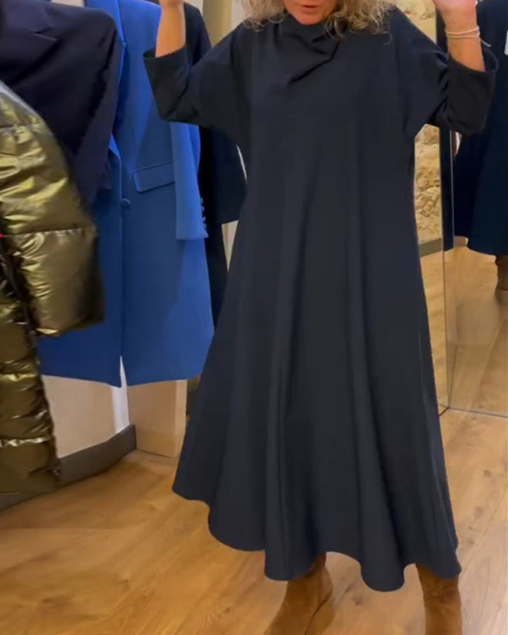 Solid color pocket casual dress