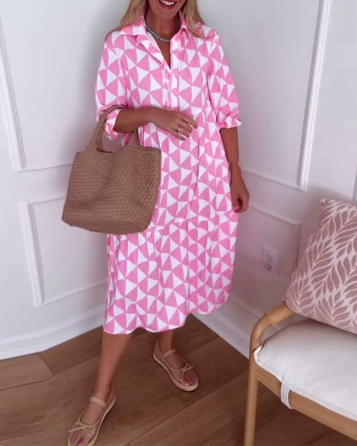 Temperament Printed Shift Dress