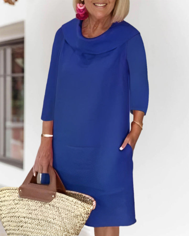 Round neck solid color dress