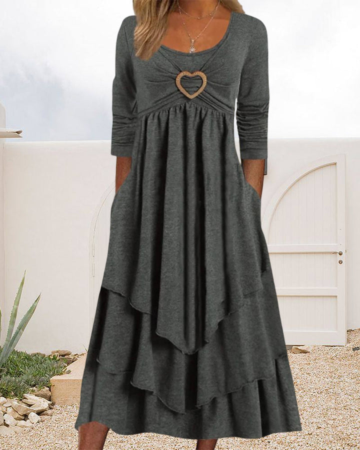 Round Neck Ruffled Midi Dress
