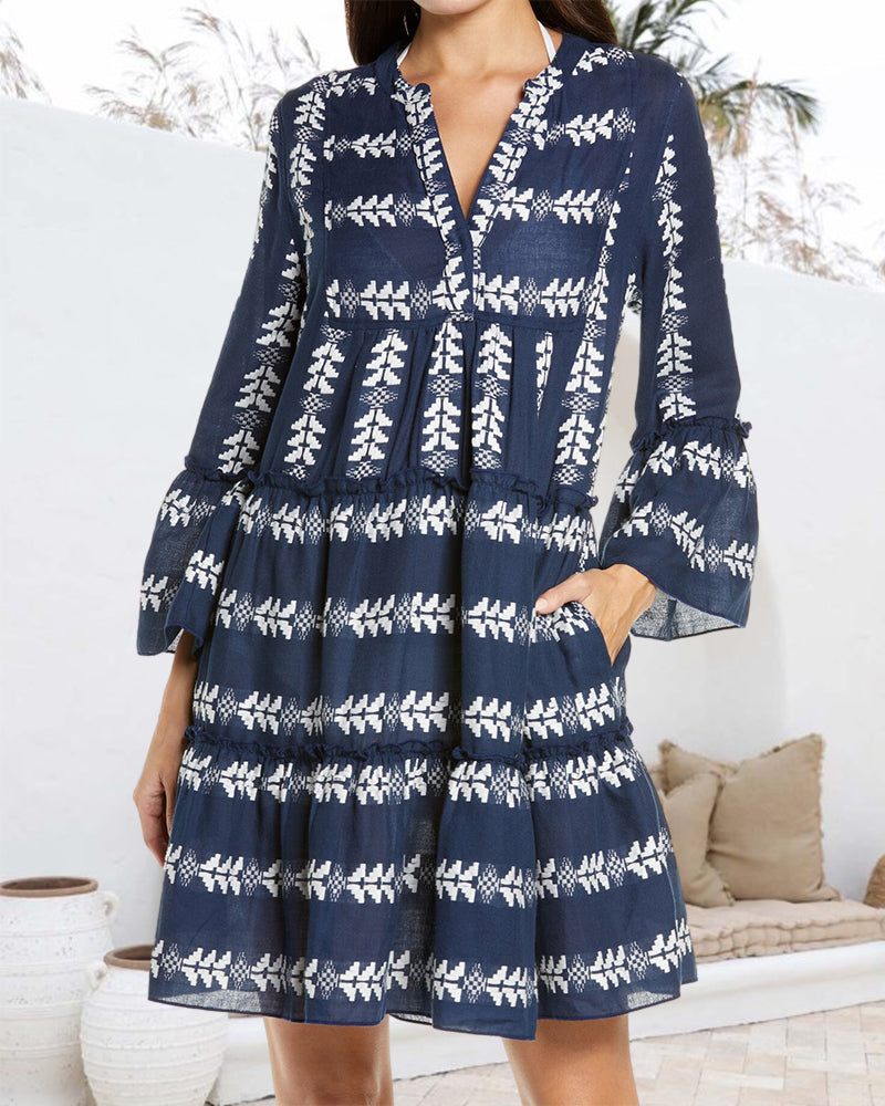 Fashion print elegant short dress